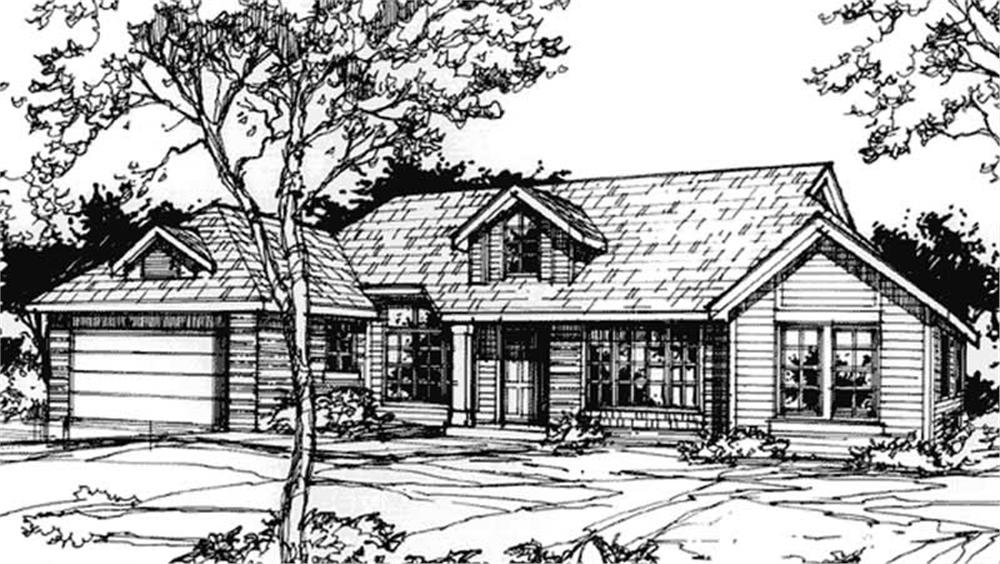 Front view of Country home (ThePlanCollection: House Plan #146-1409)