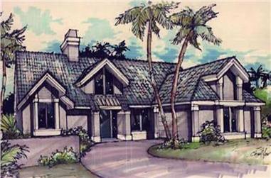 2-Bedroom, 1958 Sq Ft Florida Style House Plan - 146-1411 - Front Exterior