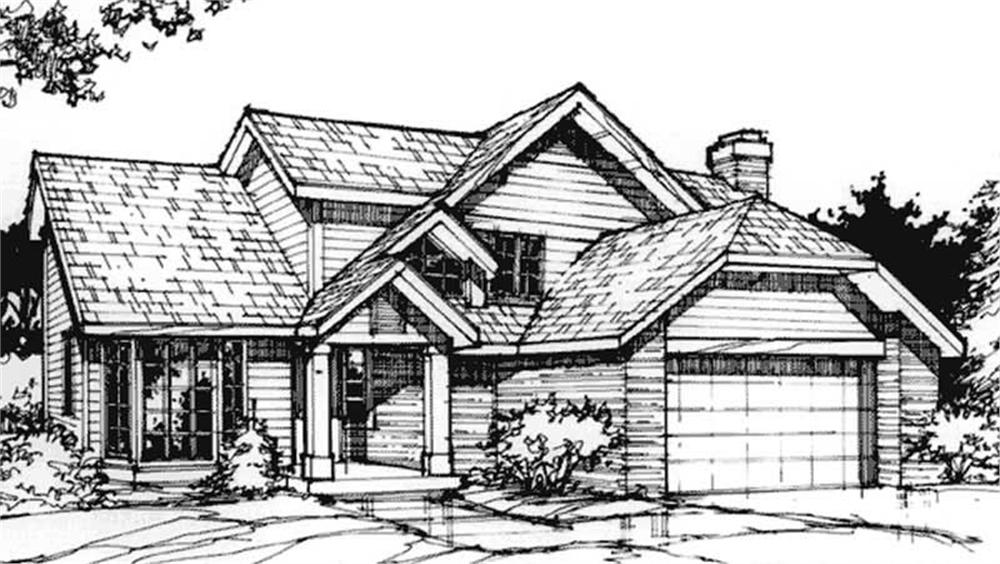 Front view of Country home (ThePlanCollection: House Plan #146-1412)