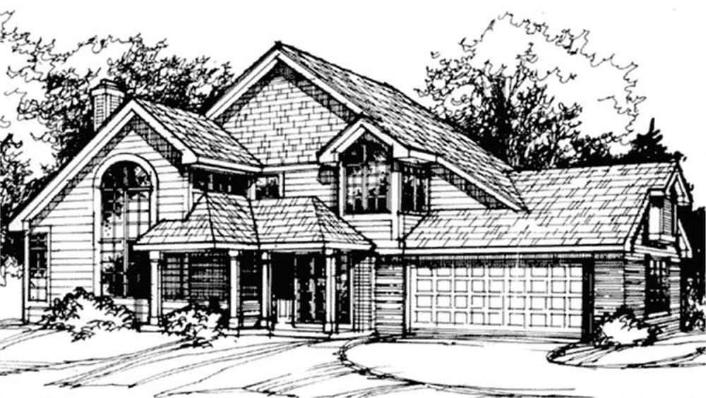 Front view of Country home (ThePlanCollection: House Plan #146-1414)
