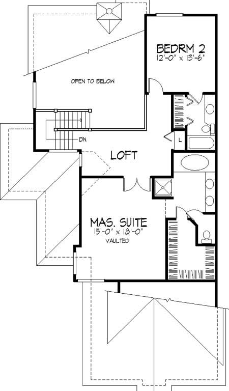 Floor Plan Second Story of Country Plan #146-1414