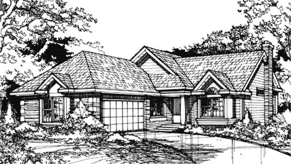 Front view of Country home (ThePlanCollection: House Plan #146-1415)