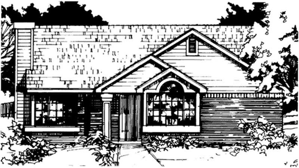 Front view of Country home (ThePlanCollection: House Plan #146-1421)