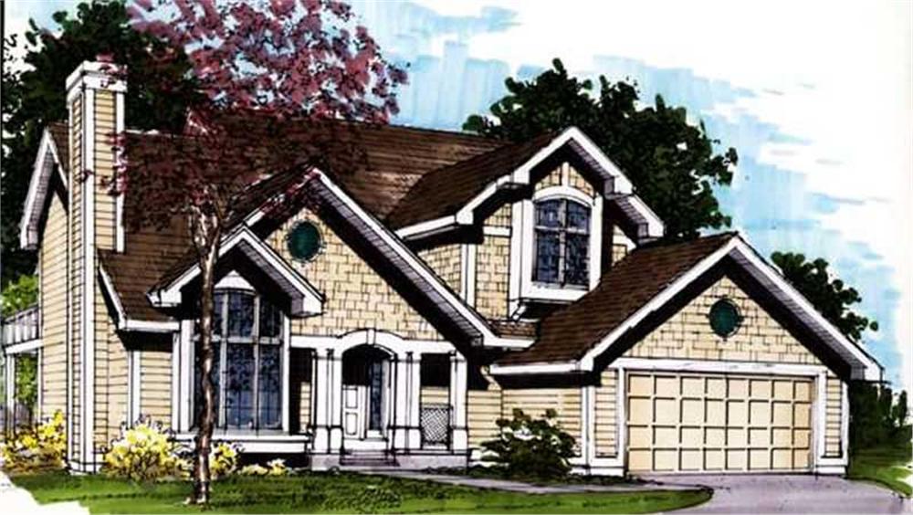 Front view of Country home (ThePlanCollection: House Plan #146-1422)
