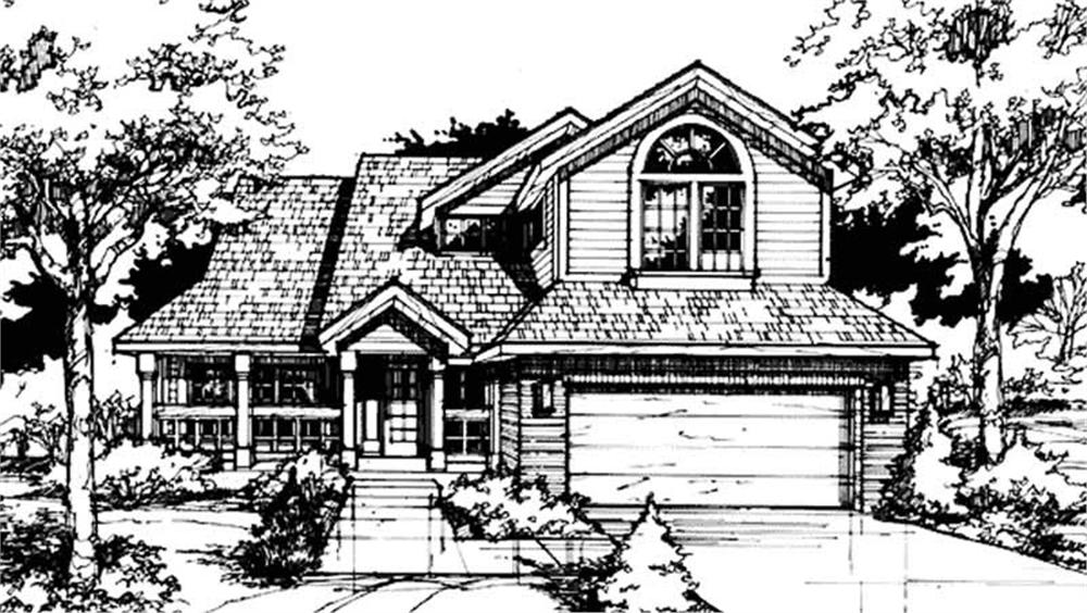Front view of Country home (ThePlanCollection: House Plan #146-1425)