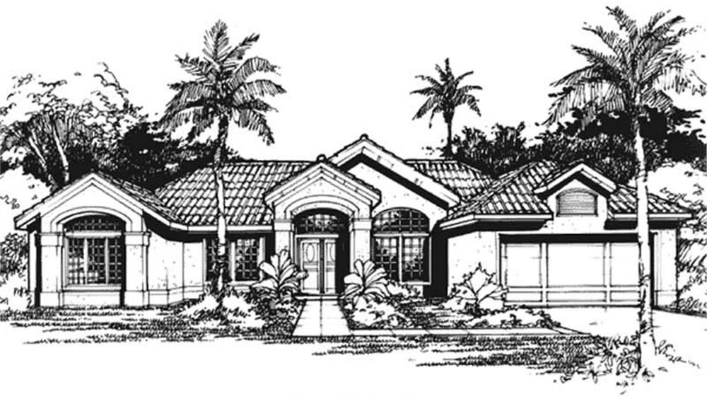 Front view of Florida Style home (ThePlanCollection: House Plan #146-1426)