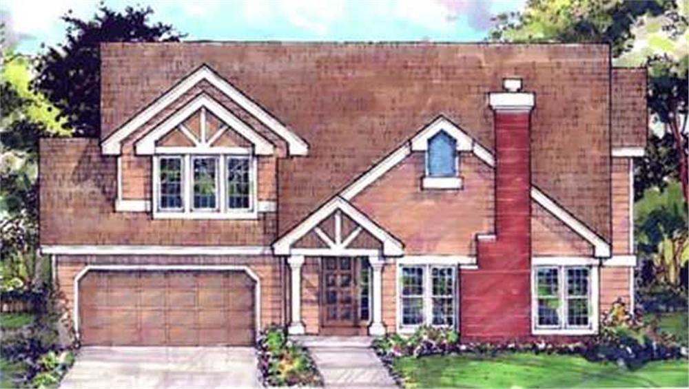 Front view of Country home (ThePlanCollection: House Plan #146-1428)