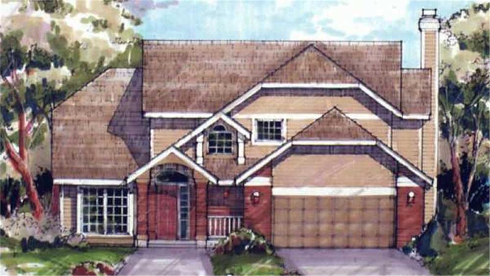Front view of Country home (ThePlanCollection: House Plan #146-1429)