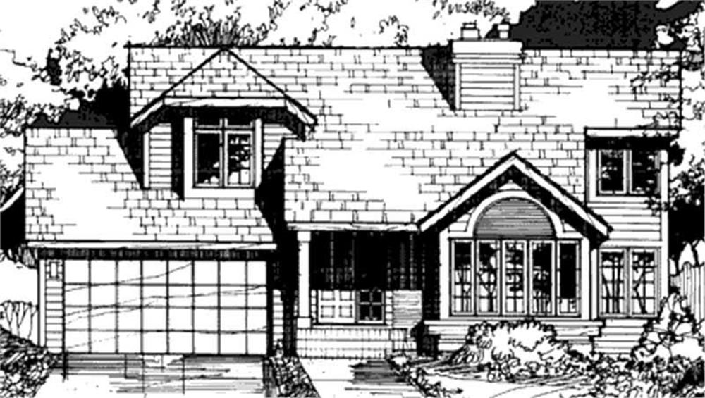 Front view of Country home (ThePlanCollection: House Plan #146-1432)