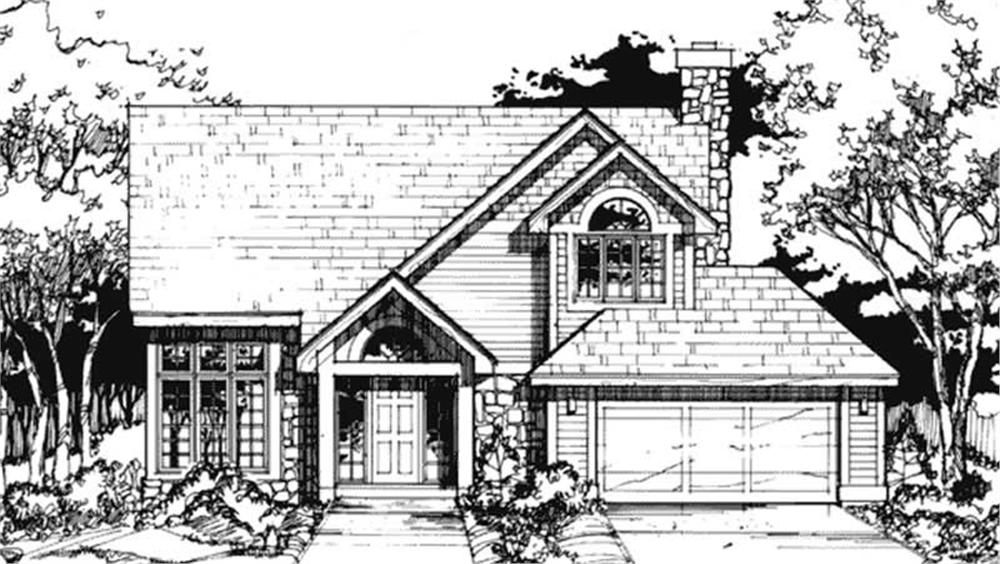 Front view of Country home (ThePlanCollection: House Plan #146-1433)