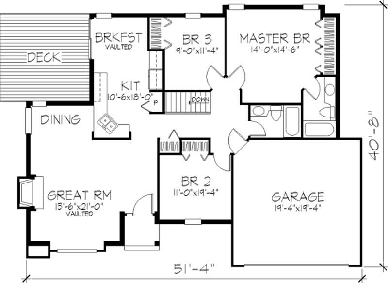 Floor Plan First Story of Country Plan #146-1434
