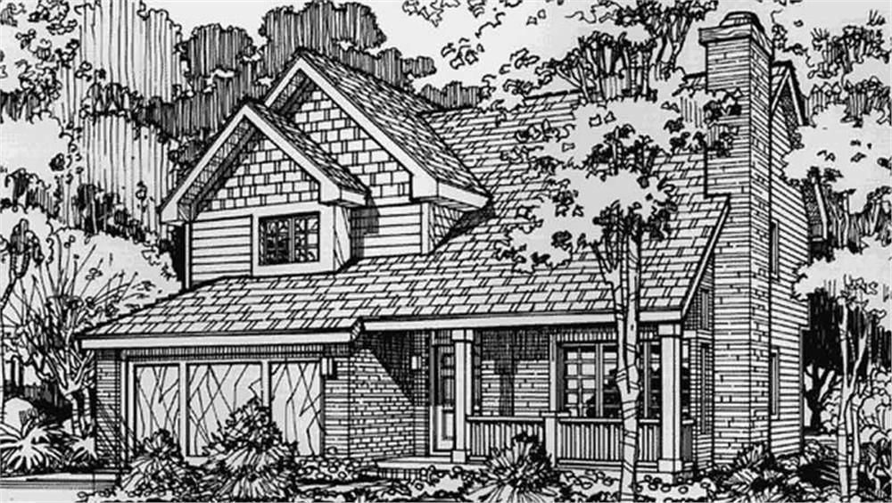Front view of Country home (ThePlanCollection: House Plan #146-1438)