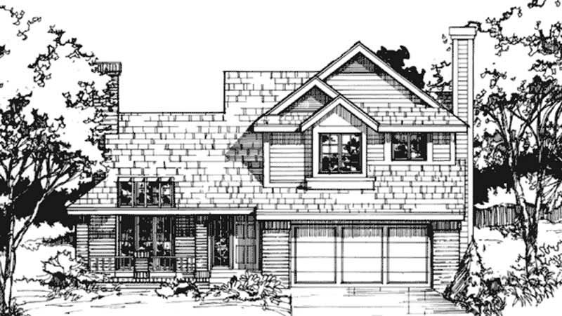 Front view of Country home (ThePlanCollection: House Plan #146-1439)