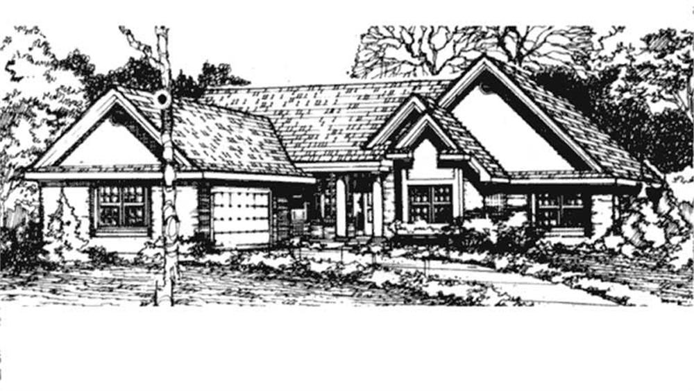 Front view of Country home (ThePlanCollection: House Plan #146-1440)