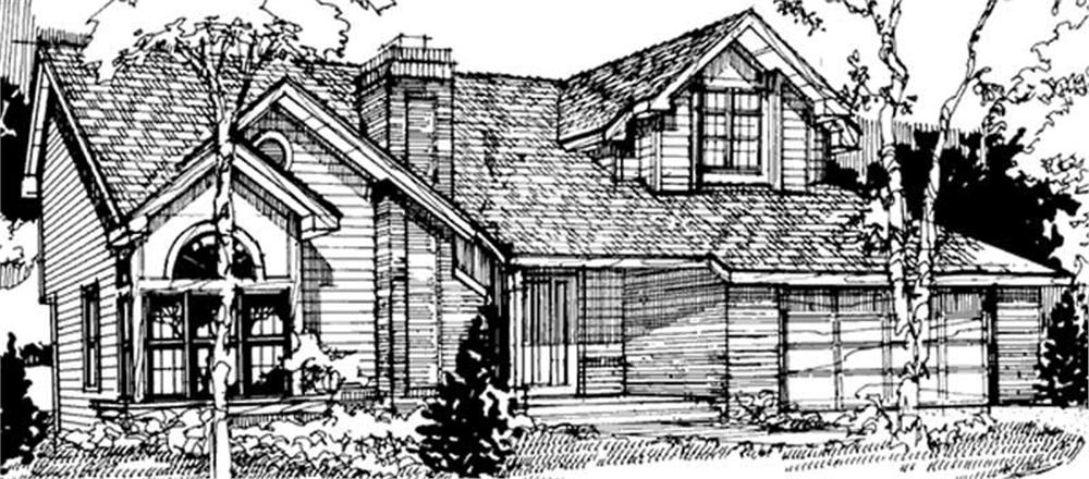 Front view of Country home (ThePlanCollection: House Plan #146-1442)
