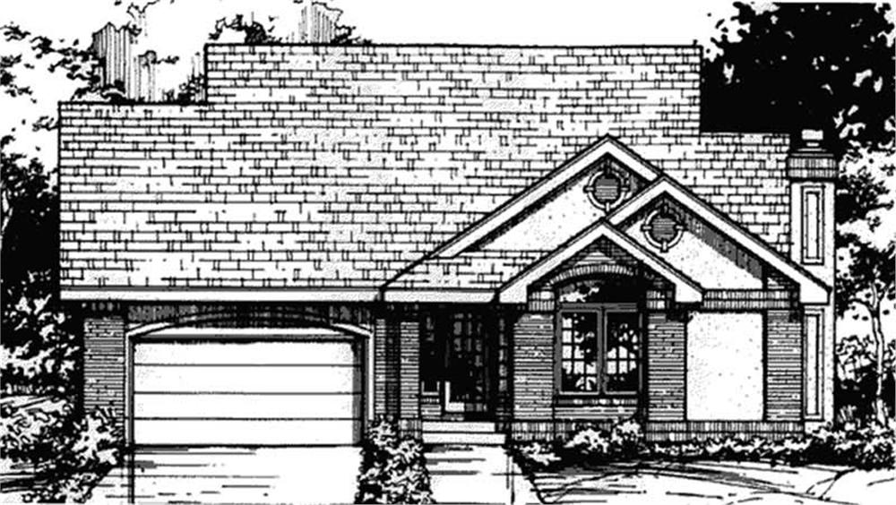 Front view of Country home (ThePlanCollection: House Plan #146-1444)