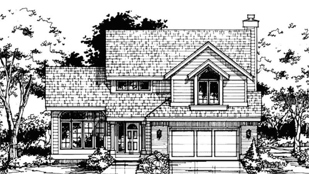 Front view of Country home (ThePlanCollection: House Plan #146-1446)