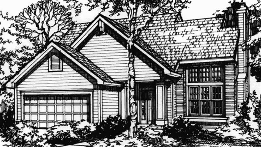 Front view of Country home (ThePlanCollection: House Plan #146-1447)