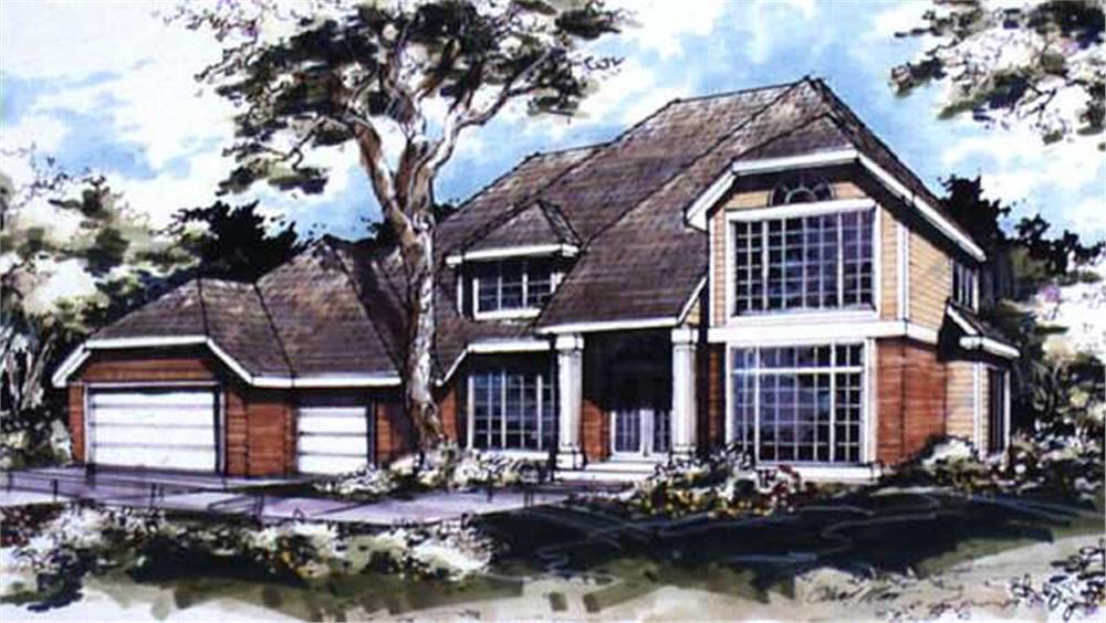 Front view of Country home (ThePlanCollection: House Plan #146-1448)