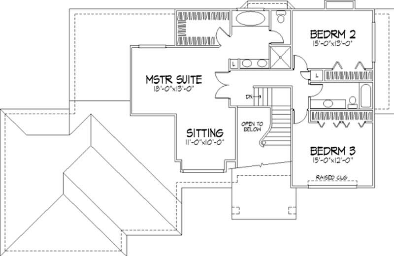 Floor Plan Second Story of Country Plan #146-1448