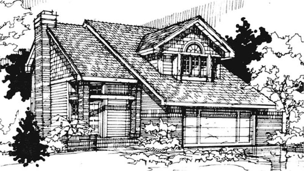 Front view of Country home (ThePlanCollection: House Plan #146-1450)