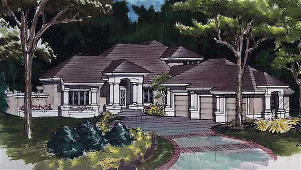 Front view of Luxury home (ThePlanCollection: House Plan #146-1451)