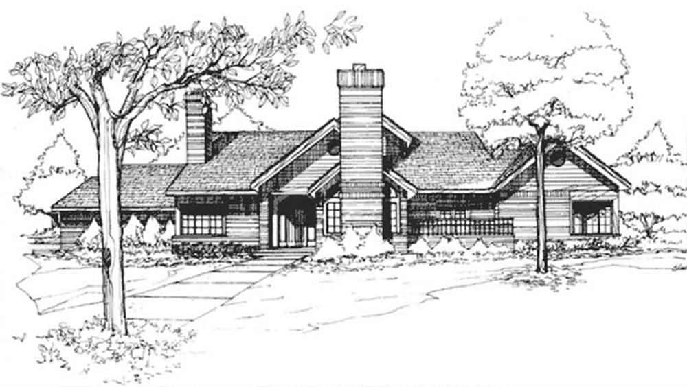 Front view of Country home (ThePlanCollection: House Plan #146-1454)