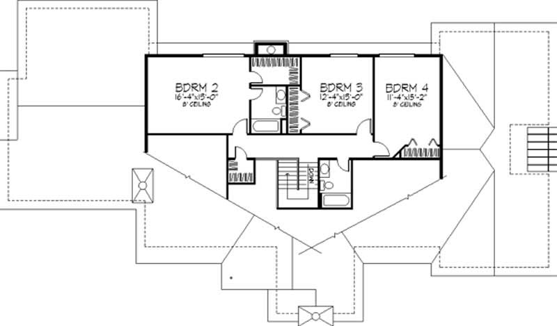 Floor Plan Second Story of Cape Cod Plan #146-1454