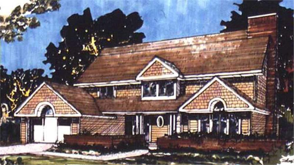 Front view of Country home (ThePlanCollection: House Plan #146-1455)