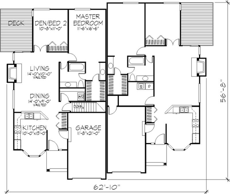 Floor Plan First Story of Multi-Unit Plan #146-1459