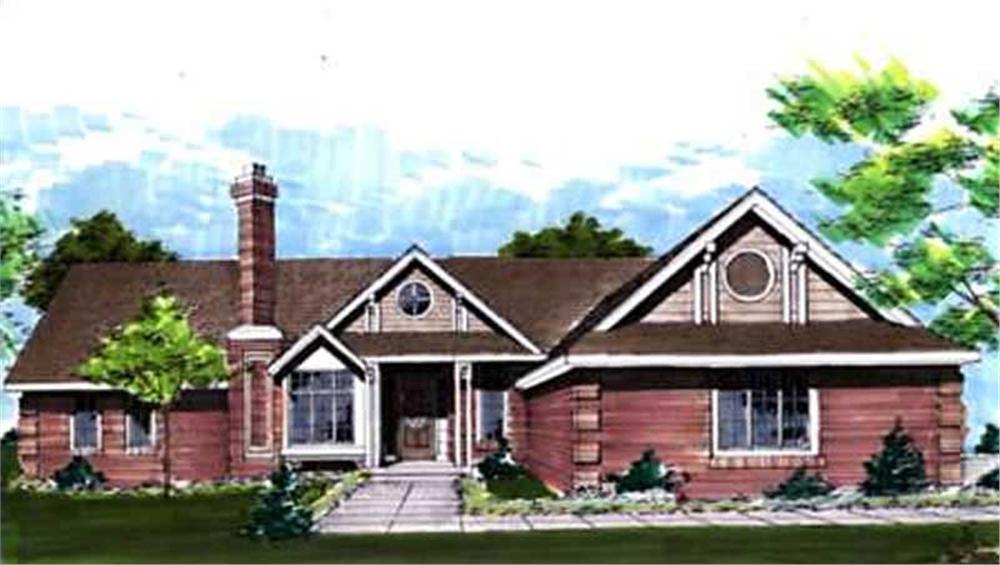 Front view of Ranch home (ThePlanCollection: House Plan #146-1460)