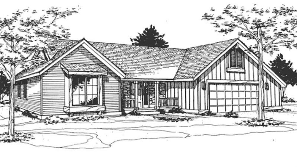 Front view of Country home (ThePlanCollection: House Plan #146-1461)