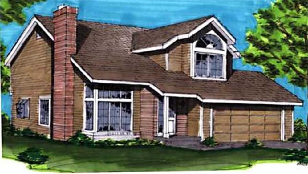 Front view of Ranch home (ThePlanCollection: House Plan #146-1463)