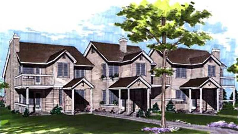 Front view of Duplex/Multi-Unit home (ThePlanCollection: House Plan #146-1473)