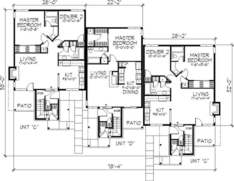 Floor Plan First Story of Multi-Unit Plan #146-1473
