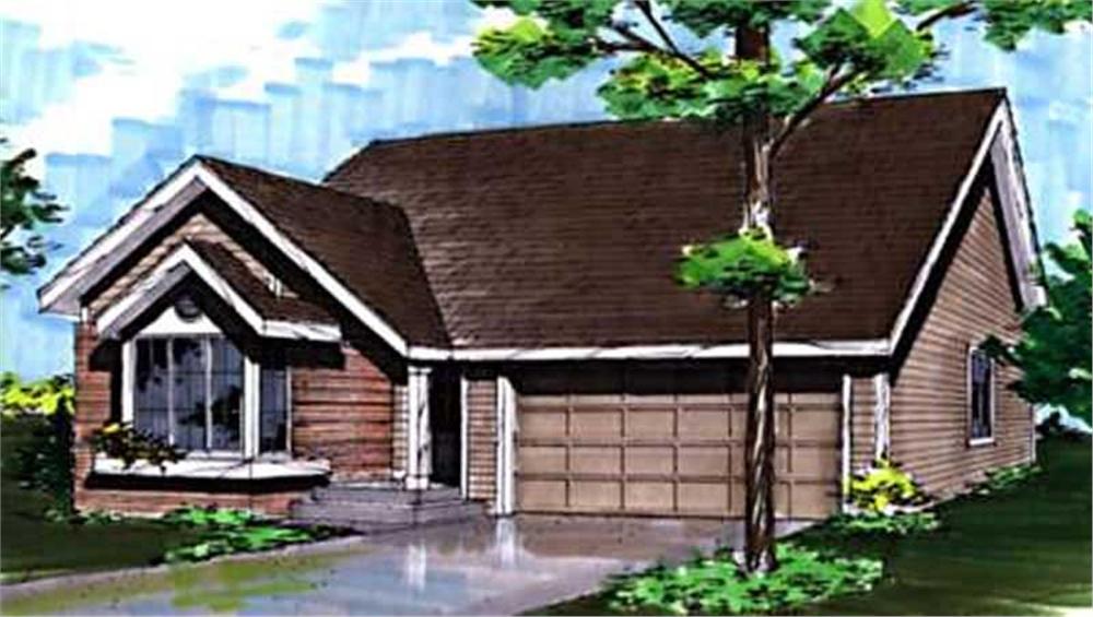 Front view of Ranch home (ThePlanCollection: House Plan #146-1480)