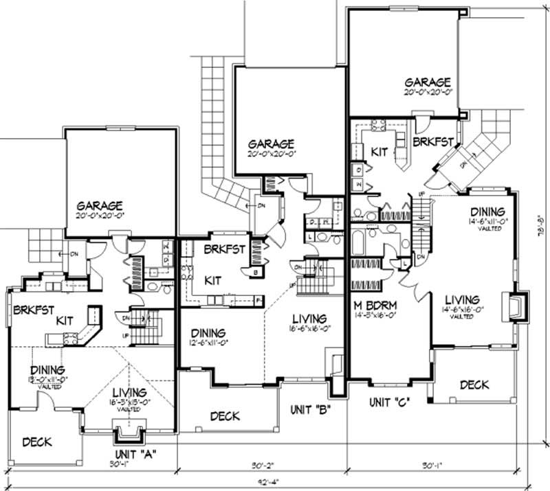 Floor Plan First Story of Multi-Unit Plan #146-1491