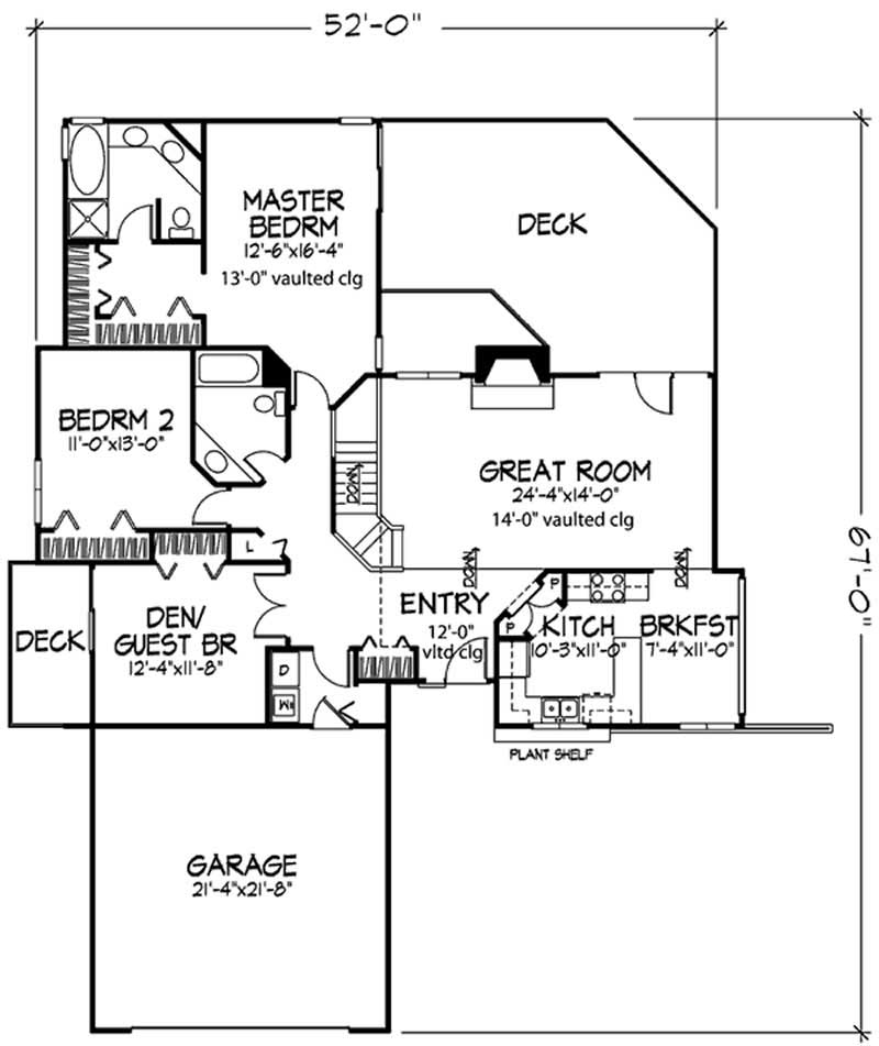 Floor Plan First Story of Ranch Plan #146-1494