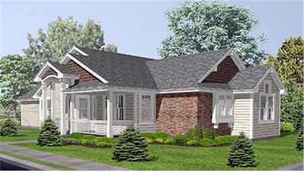 Front view of Craftsman home (ThePlanCollection: House Plan #146-1514)