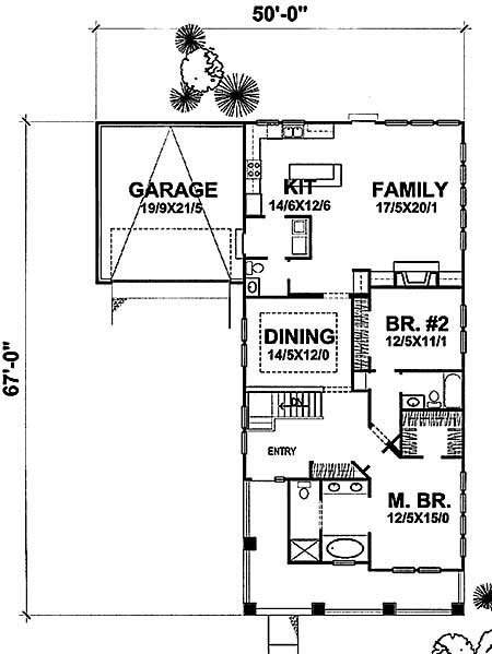 Floor Plan First Story of Bungalow Plan #146-1516