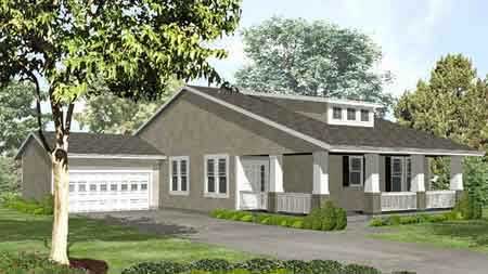 Front view of Bungalow home (ThePlanCollection: House Plan #146-1516)