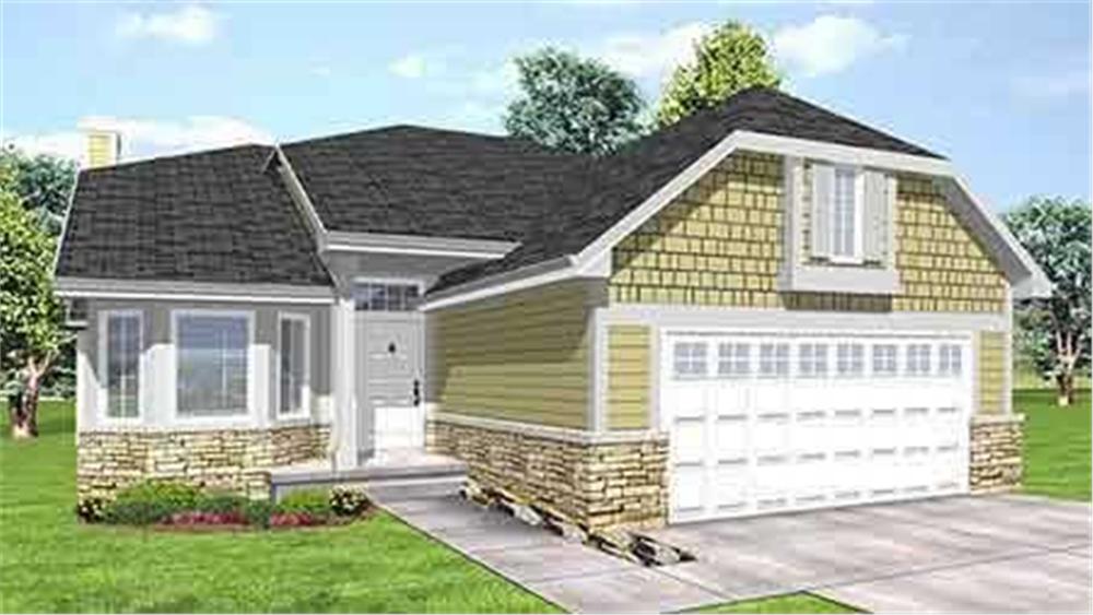 Front view of Craftsman home (ThePlanCollection: House Plan #146-1517)