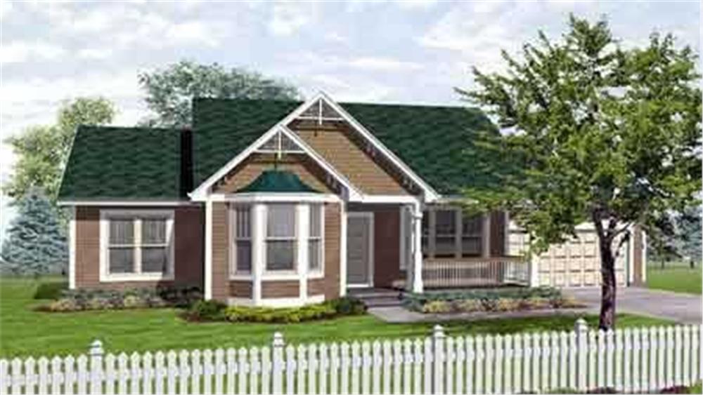 Front view of Craftsman home (ThePlanCollection: House Plan #146-1523)