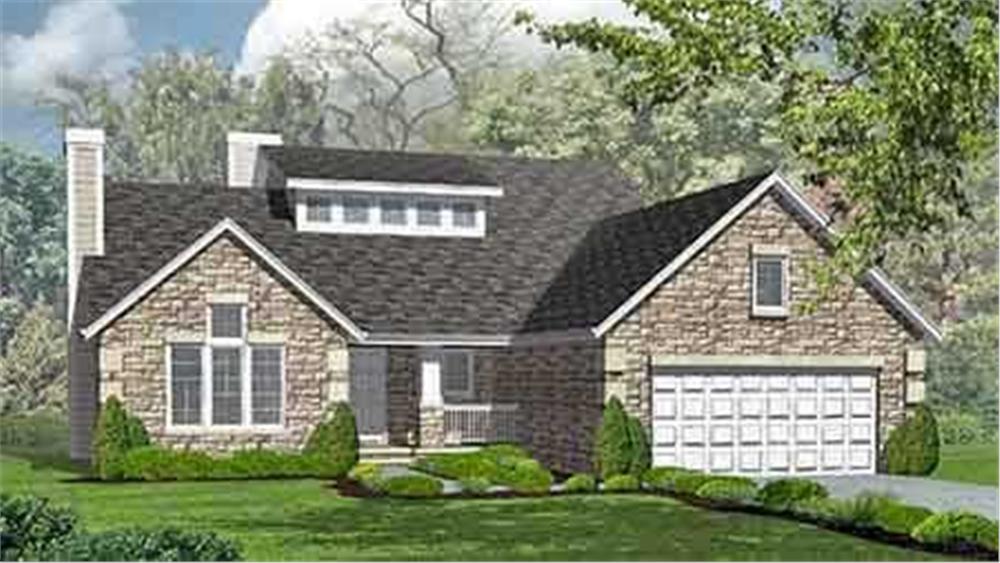 Front view of Ranch home (ThePlanCollection: House Plan #146-1525)
