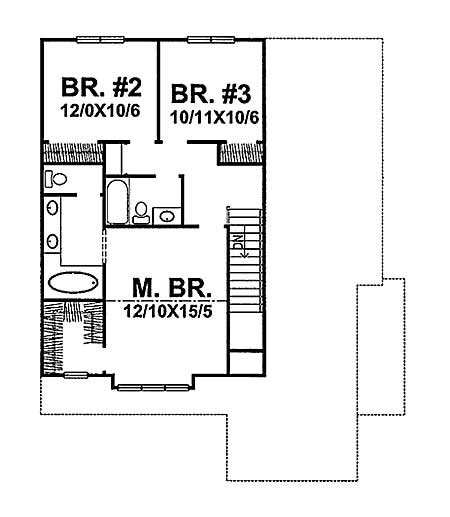 Floor Plan Second Story of Country Plan #146-1527