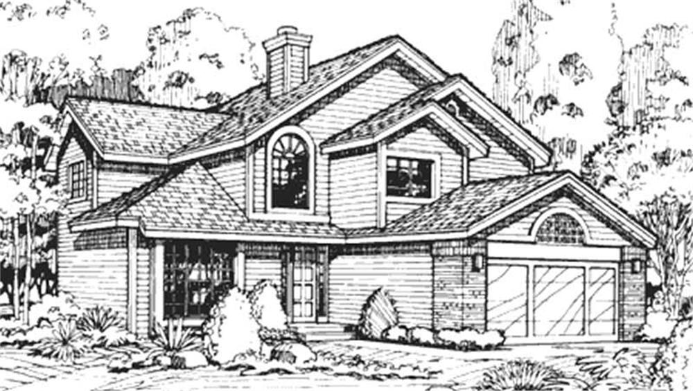 Front view of Country home (ThePlanCollection: House Plan #146-1546)
