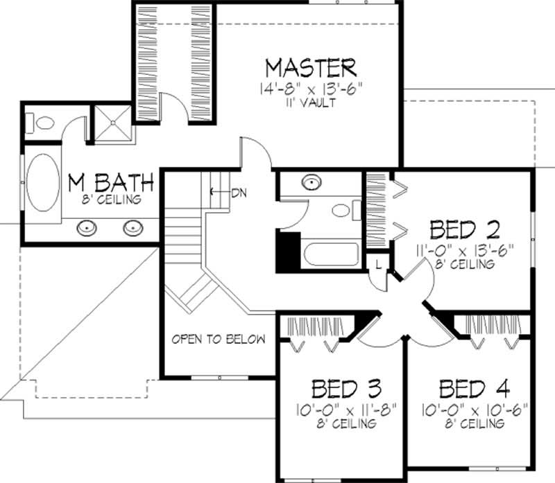 Floor Plan Second Story of Country Plan #146-1546