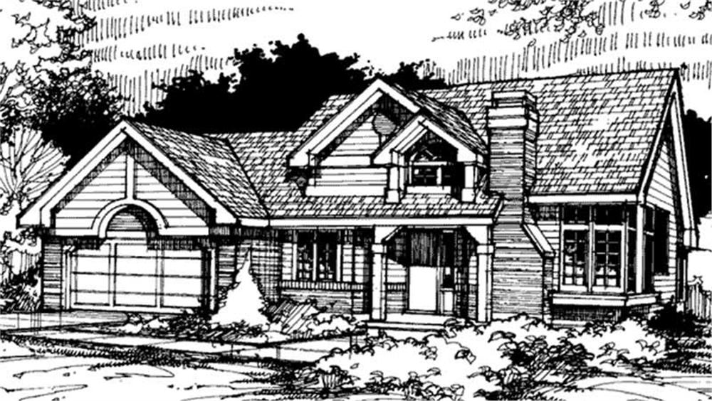 Front view of Country home (ThePlanCollection: House Plan #146-1548)