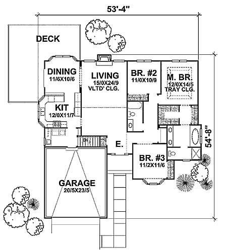 Floor Plan First Story of Ranch Plan #146-1551