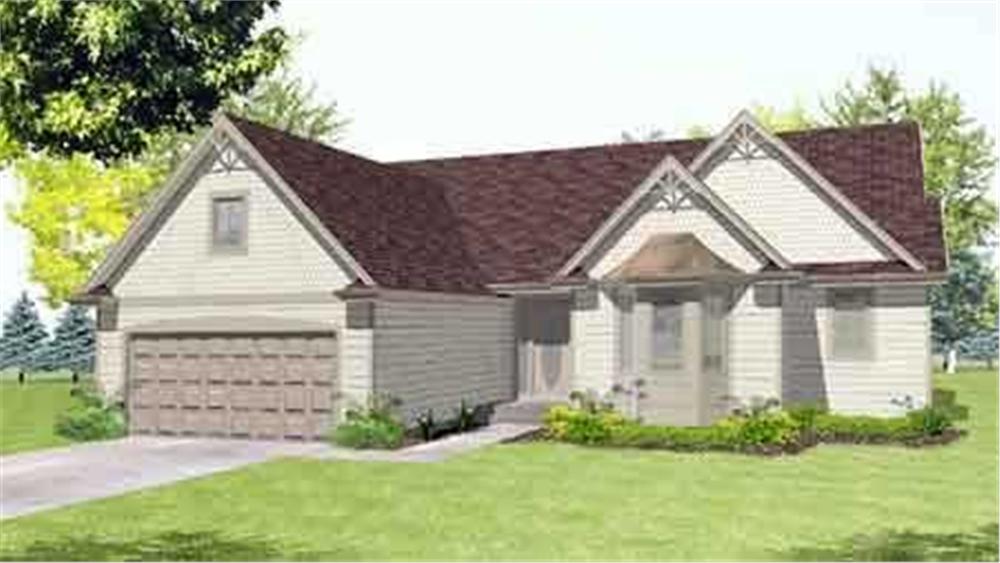 Front view of Ranch home (ThePlanCollection: House Plan #146-1551)